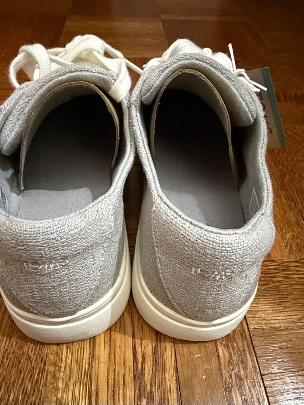 TOMS Light Gray Canvas Sneakers with Cream Laces
